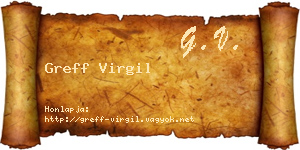 Greff Virgil névjegykártya